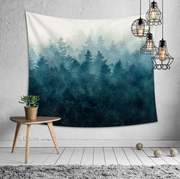 forest print tapestry polyester