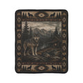 Wolf Cabin Fleece Sherpa Blanket – Rustic Mountain Lodge Throw